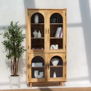 AUREVO WOODEN GLASS DOOR CABINET