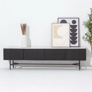 VANTA MARBLE TOP TWO DRAWER THREE DOOR TV STAND