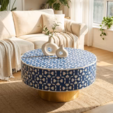 AURELIA BLUE INLAY ROUND COFFEE TABLE
