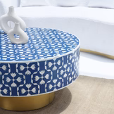 AURELIA BLUE INLAY ROUND COFFEE TABLE - Image 4