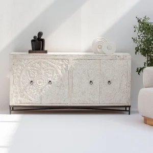 DABORA CARVING WOODEN FOUR DOOR SIDEBOARD