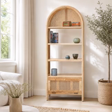 Canovia Rattan Wooden BookShelve